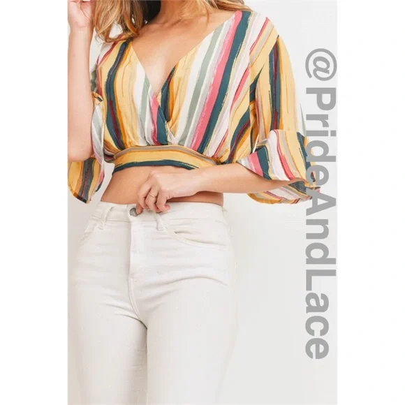 LAST 3️⃣ 🤍IVORY/YELLOW MULTI CROP TOP - Picture 5 of 6